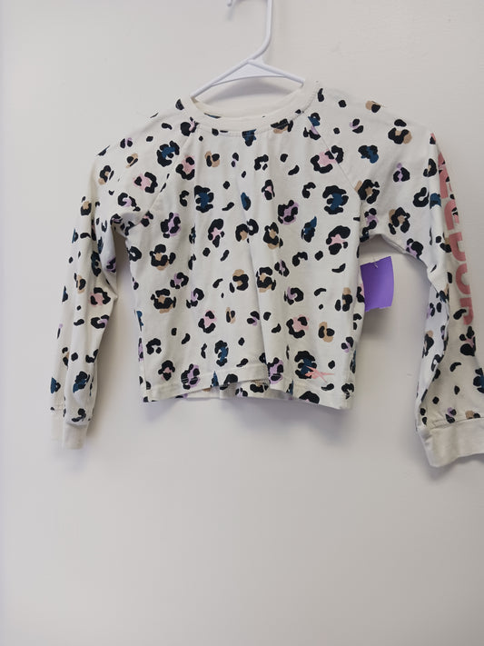 White/Colorful Cheetah Reebok Longsleeve Shirt, 5T G