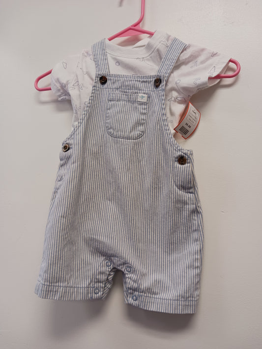 Blue/White Striped Carters Outfit, 2T B