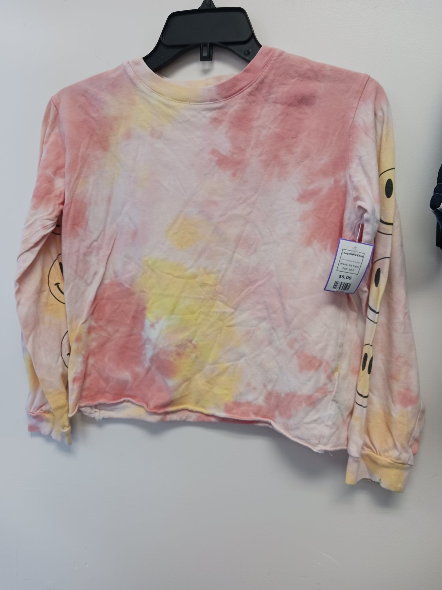 Pink/Yellow Smiley Face Art Class Longsleeve Shirt, 10 G
