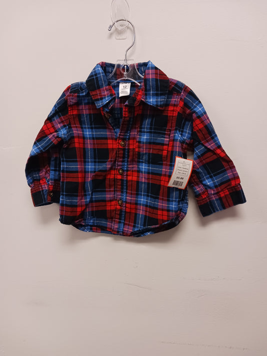 Red/Blue Carters Long Sleeve Plad Button Down, 12M B