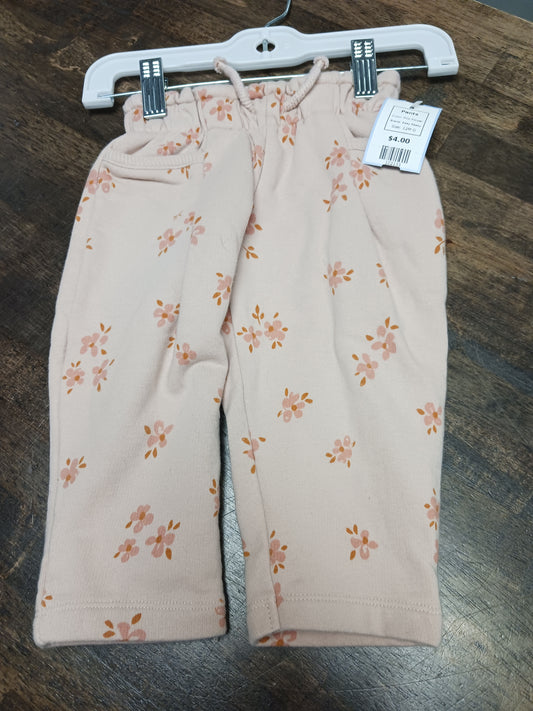 Pink Flower Easy Peasy Pants, 12M G