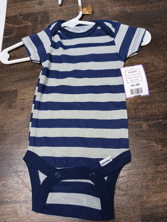 Grey/Navy Gerber Onesie, NB B