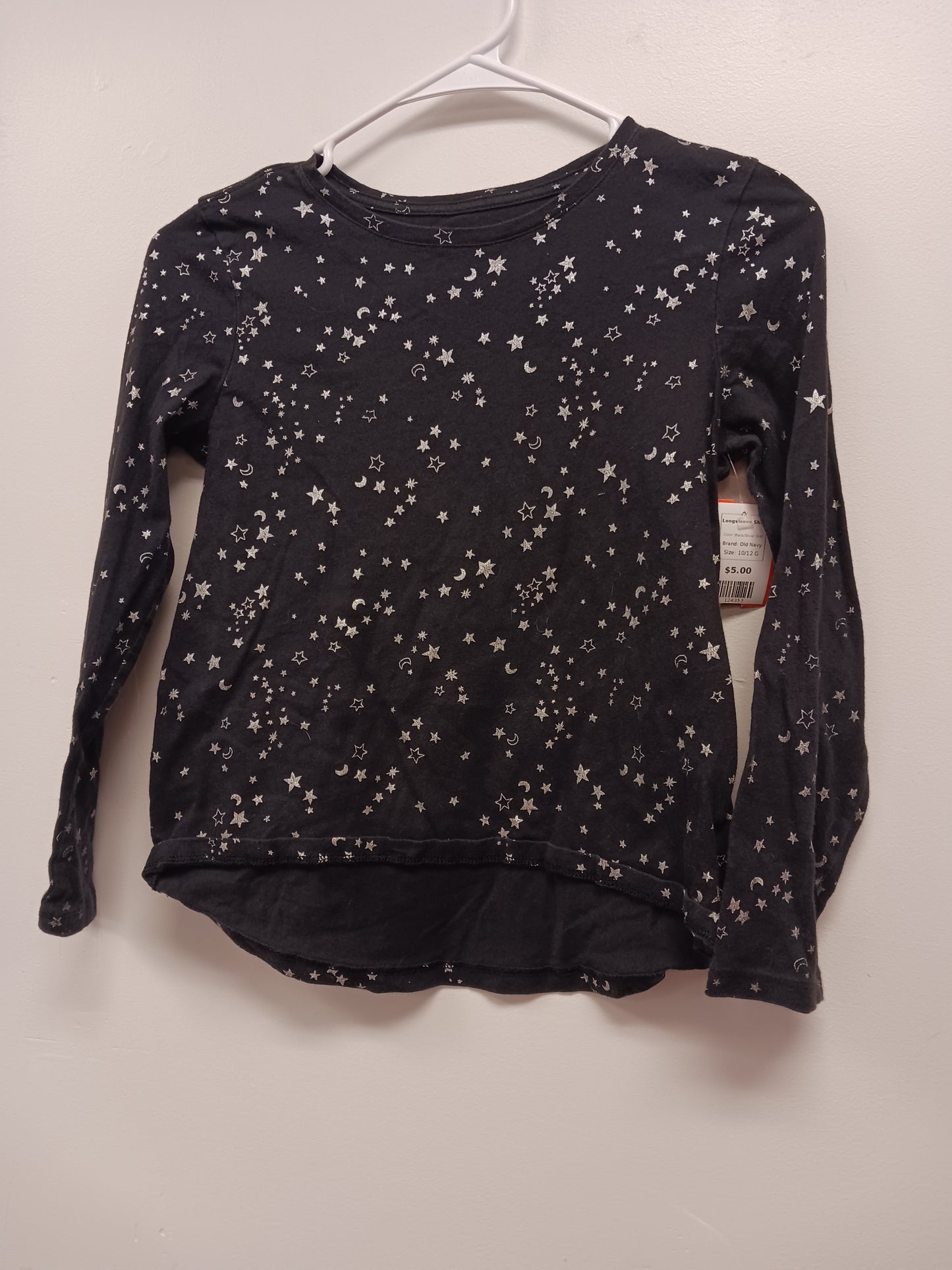 Black/Silver Star Old Navy Longsleeve Shirt, 10/12 G