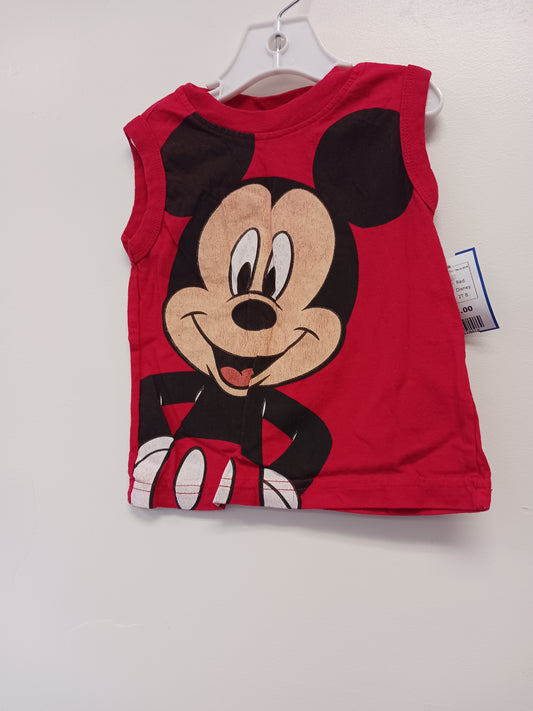 Red Disney Sleeveless Mickey Mouse Shirt, 2T B