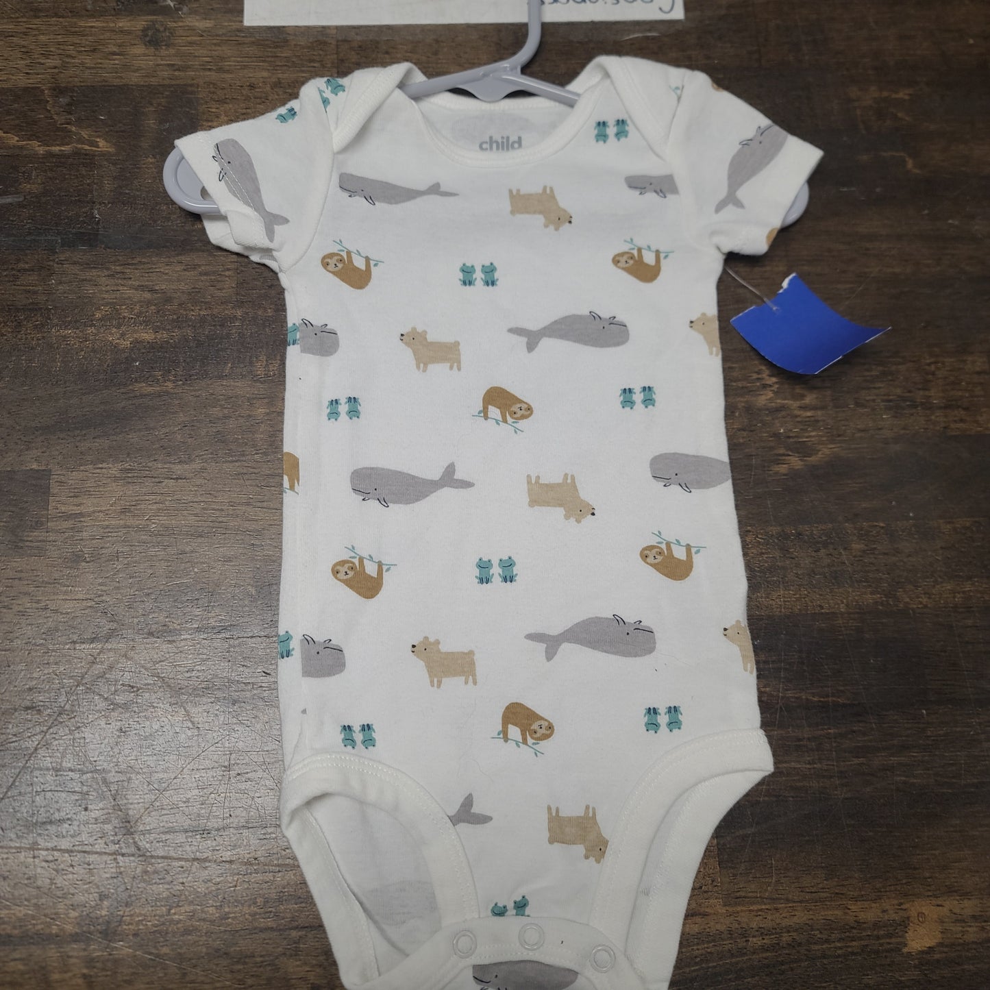 white  child of mine animal onesie, 6M B