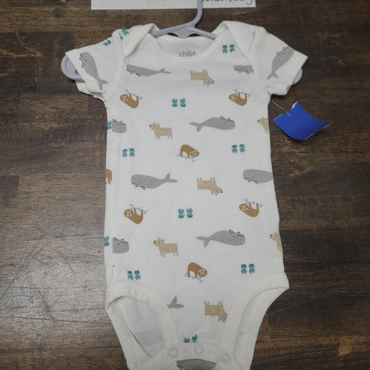white  child of mine animal onesie, 6M B