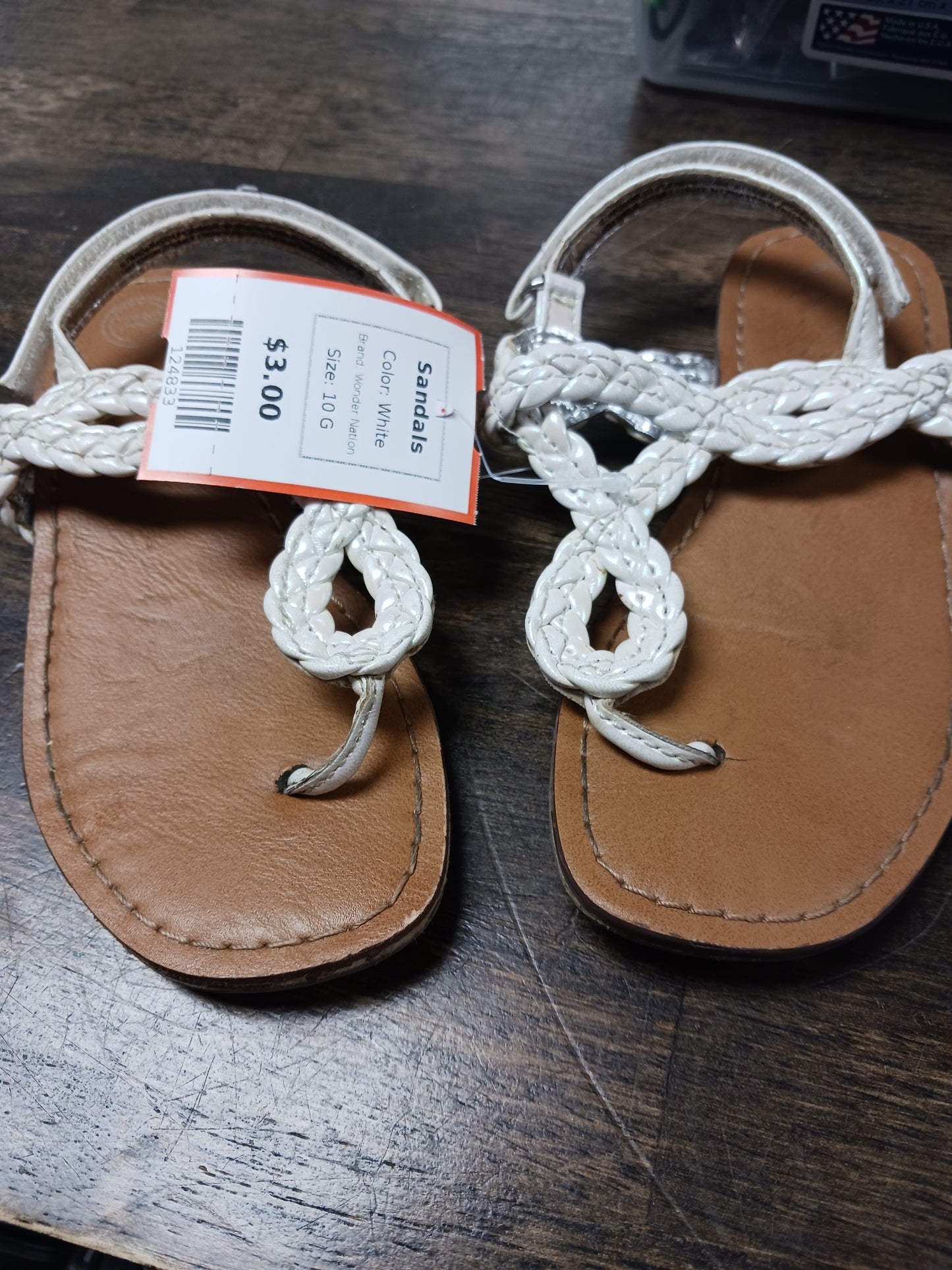White Wonder Nation Sandals, 10 G