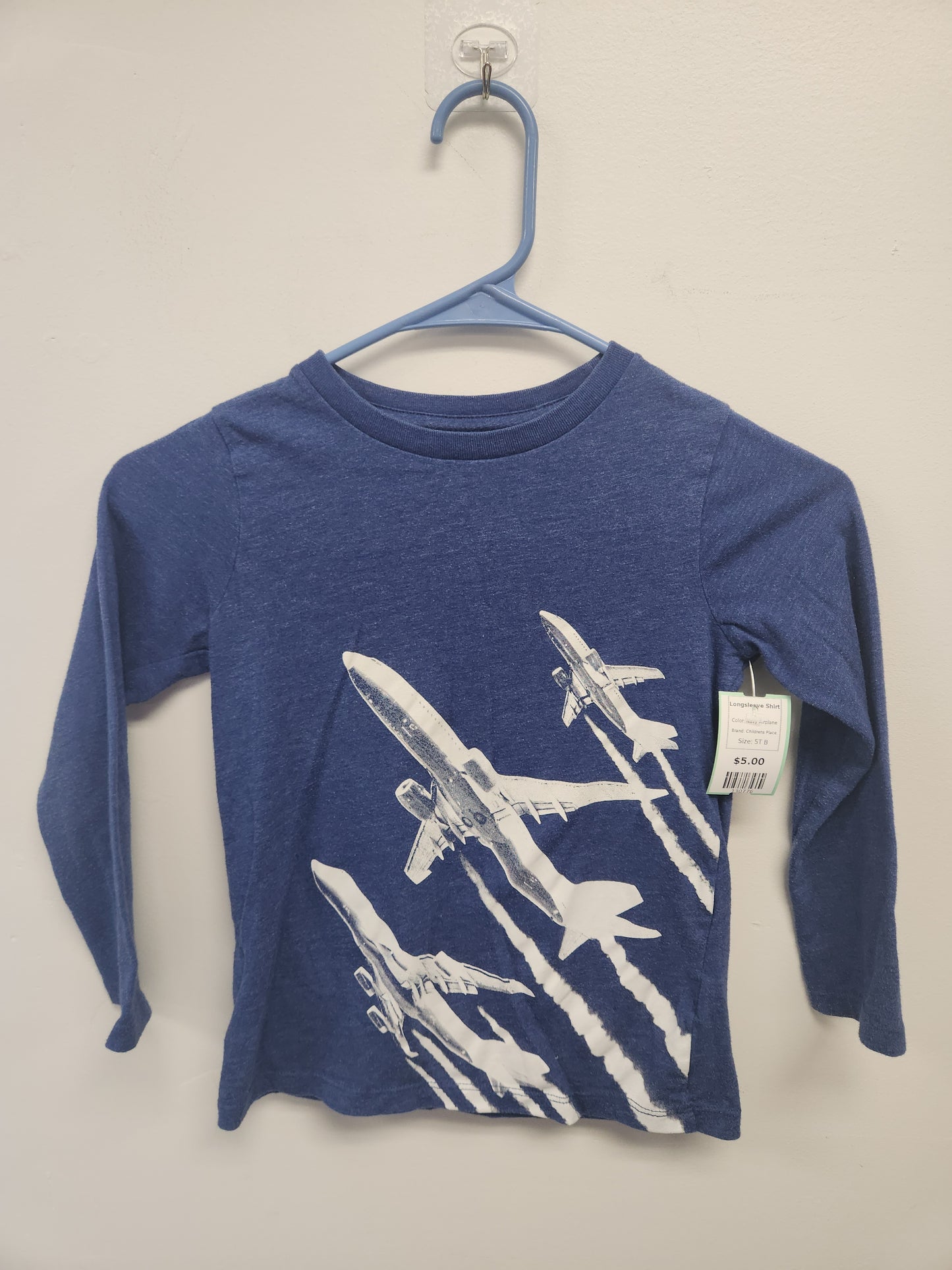 Navy Airplane Childrens Place Longsleeve Shirt, 5T B