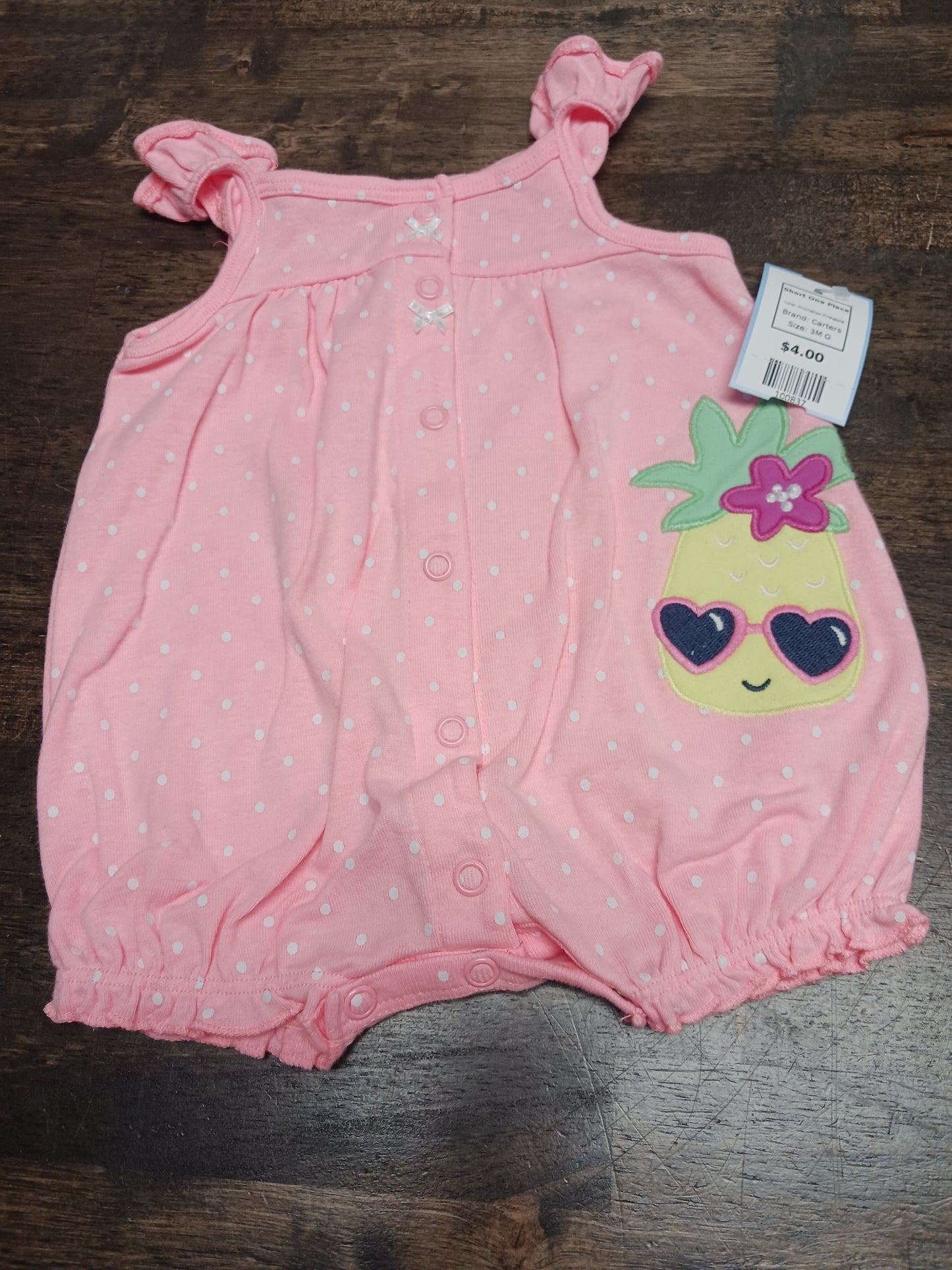 Pink/Yellow Pineapple Carters Short One Piece, 3M G