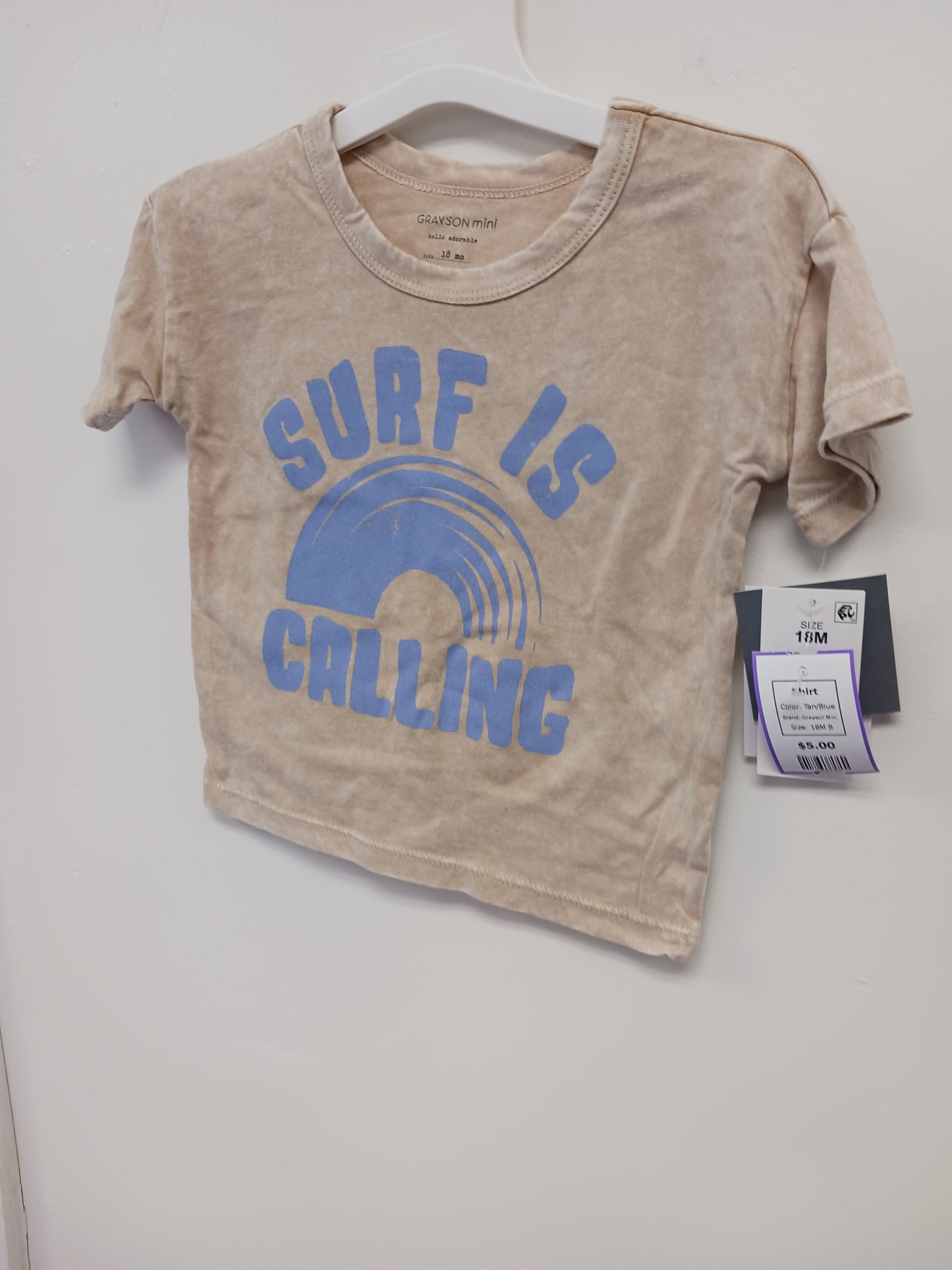 Tan/Blue Grayson Mini Shirt, 18M B