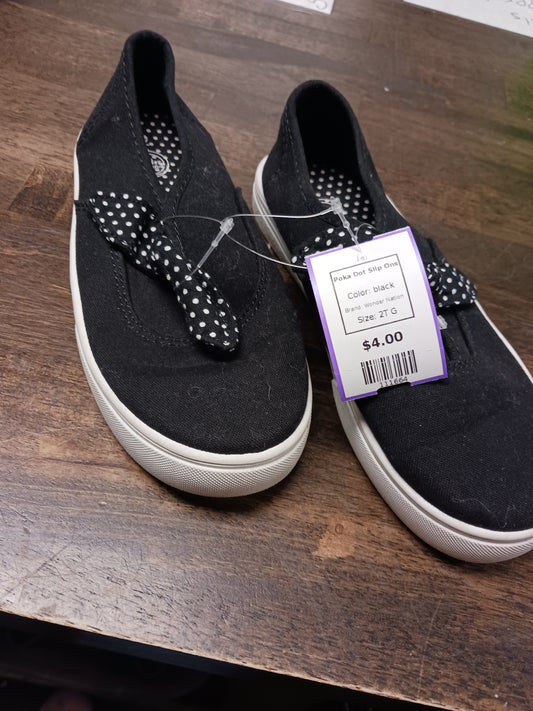 black Wonder Nation Poka Dot Slip Ons, 2T G