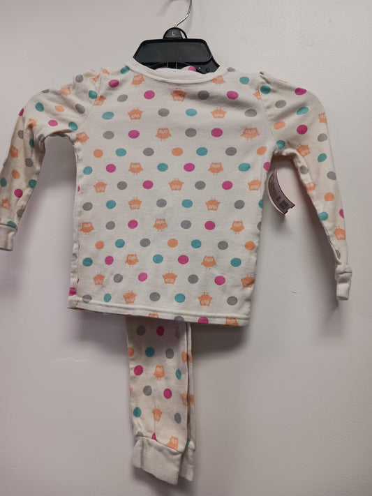 white/pink/green  2 Piece Owls/dots PJS, 5T G