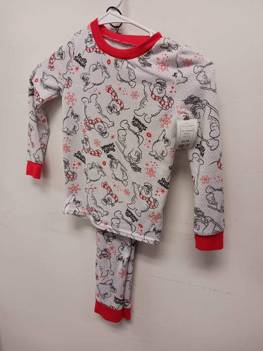 White/Red  2 Piece Frosty Snowman PJS, 6 G