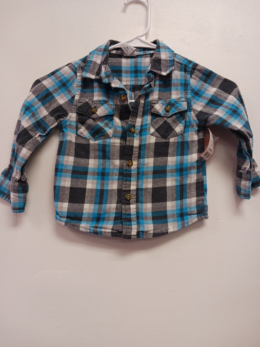 Grey/Blue Plaid Healthtex Flannel, 3T B
