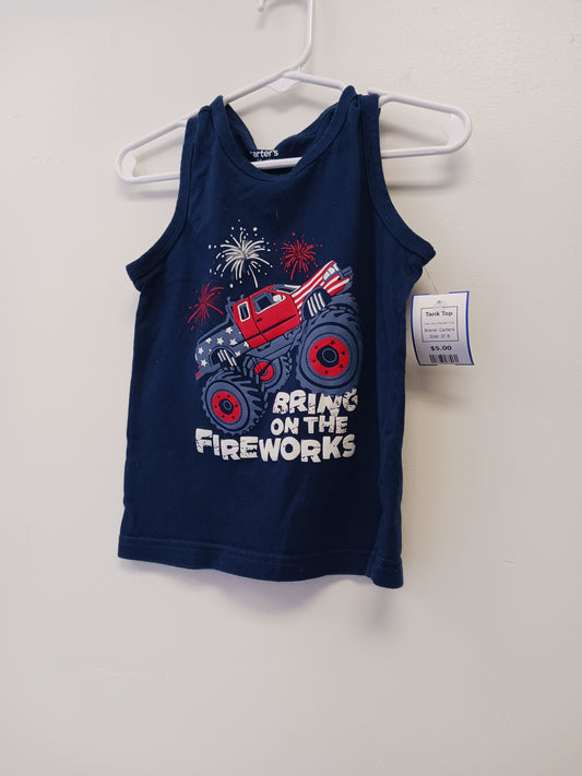 Navy Monster Truck Carters Tank Top, 3T B