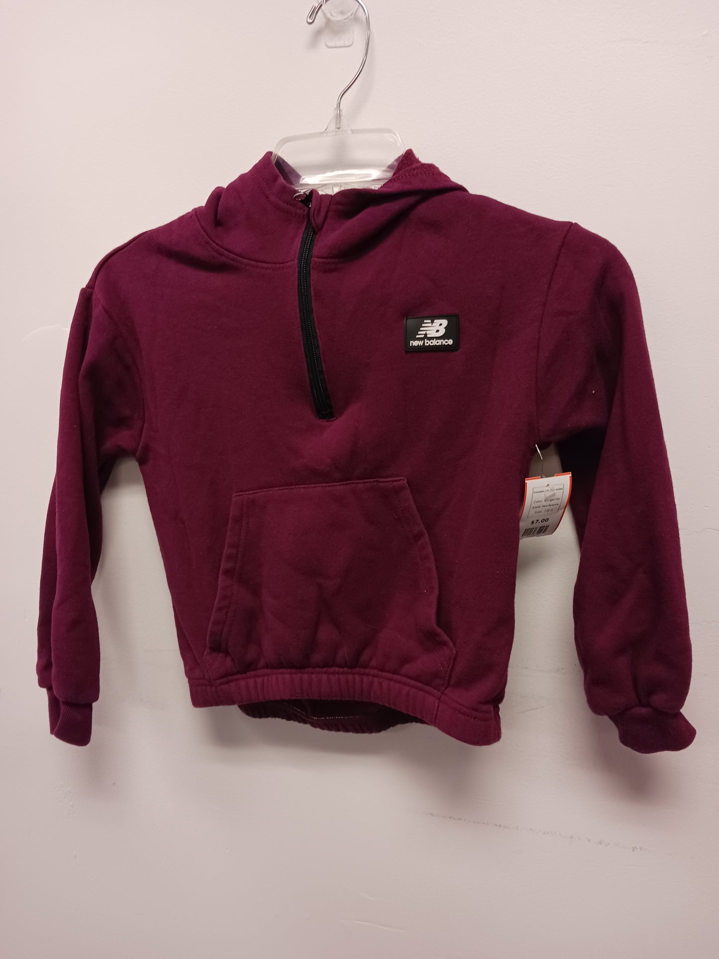 Burgandy New Balance Hooded 1/4 Zip Jacket, 7/8 G