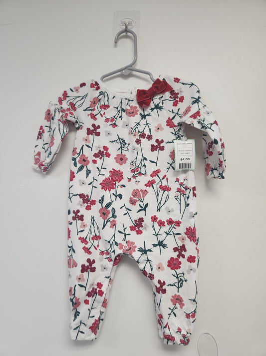 White/Red/Pink Flowers Carters Pant One Piece, 6M G