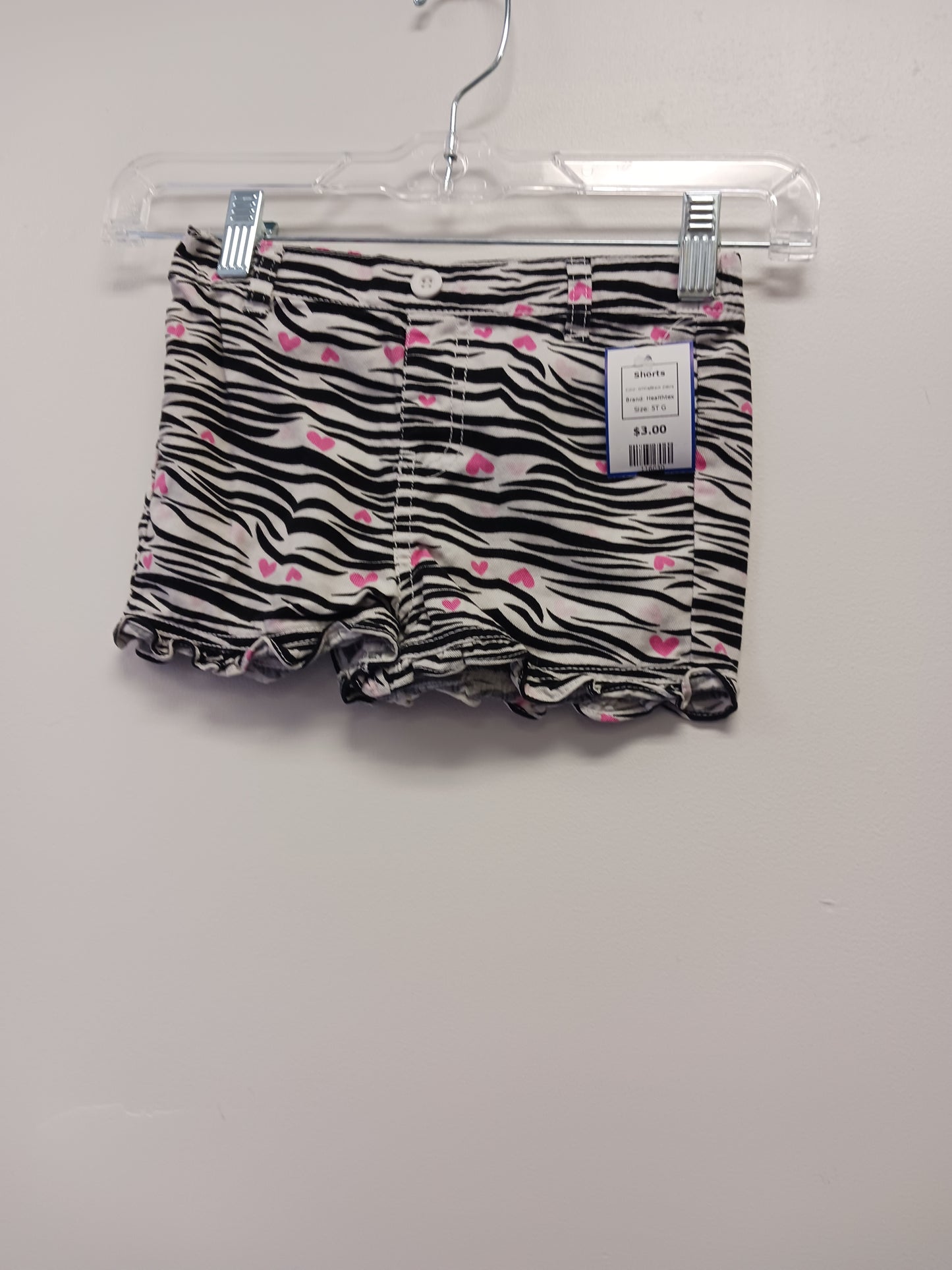 White/Black Zebra Healthtex Shorts, 5T G