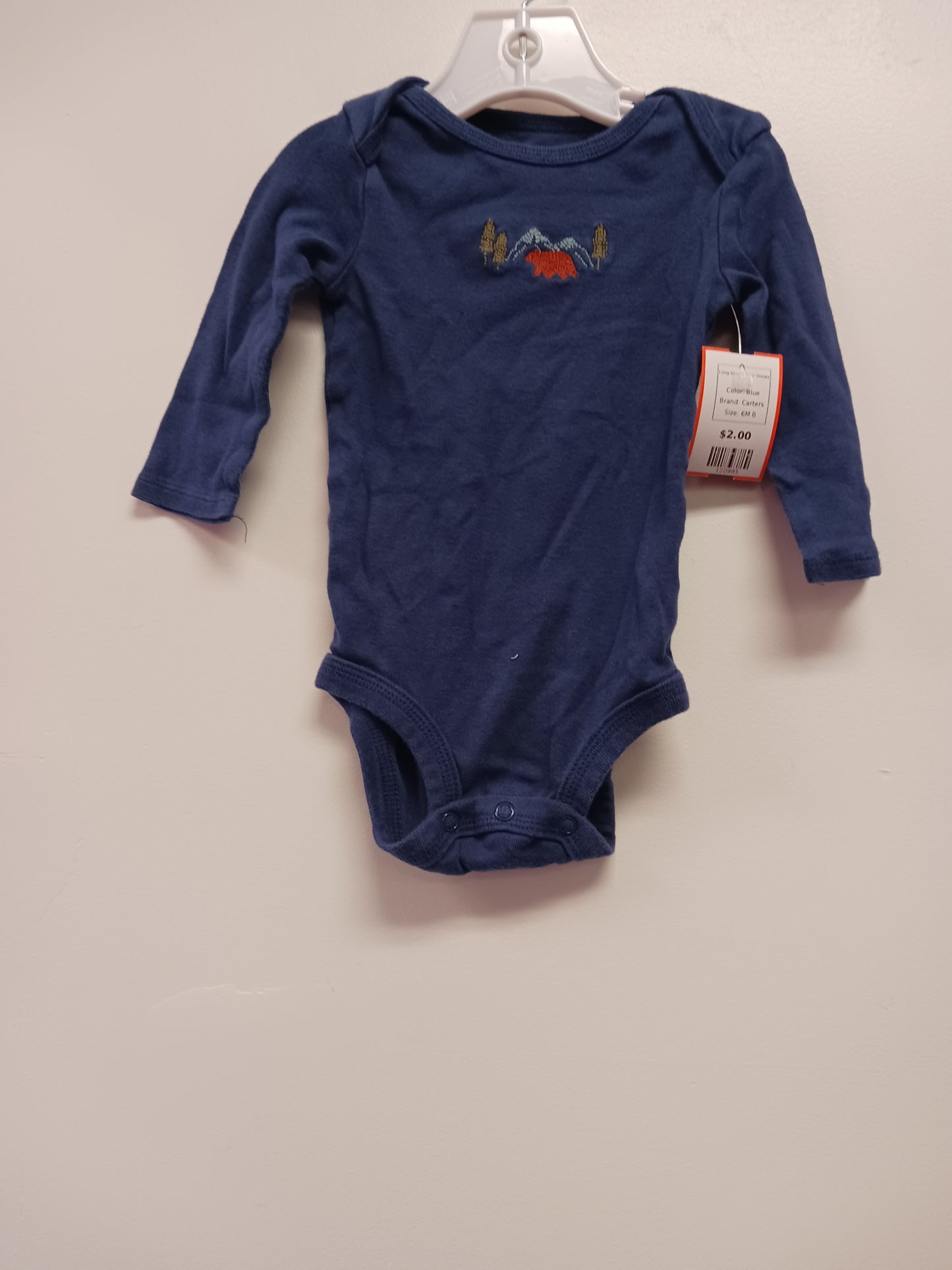 Blue Carters Long Sleeve Bear Onesie, 6M B