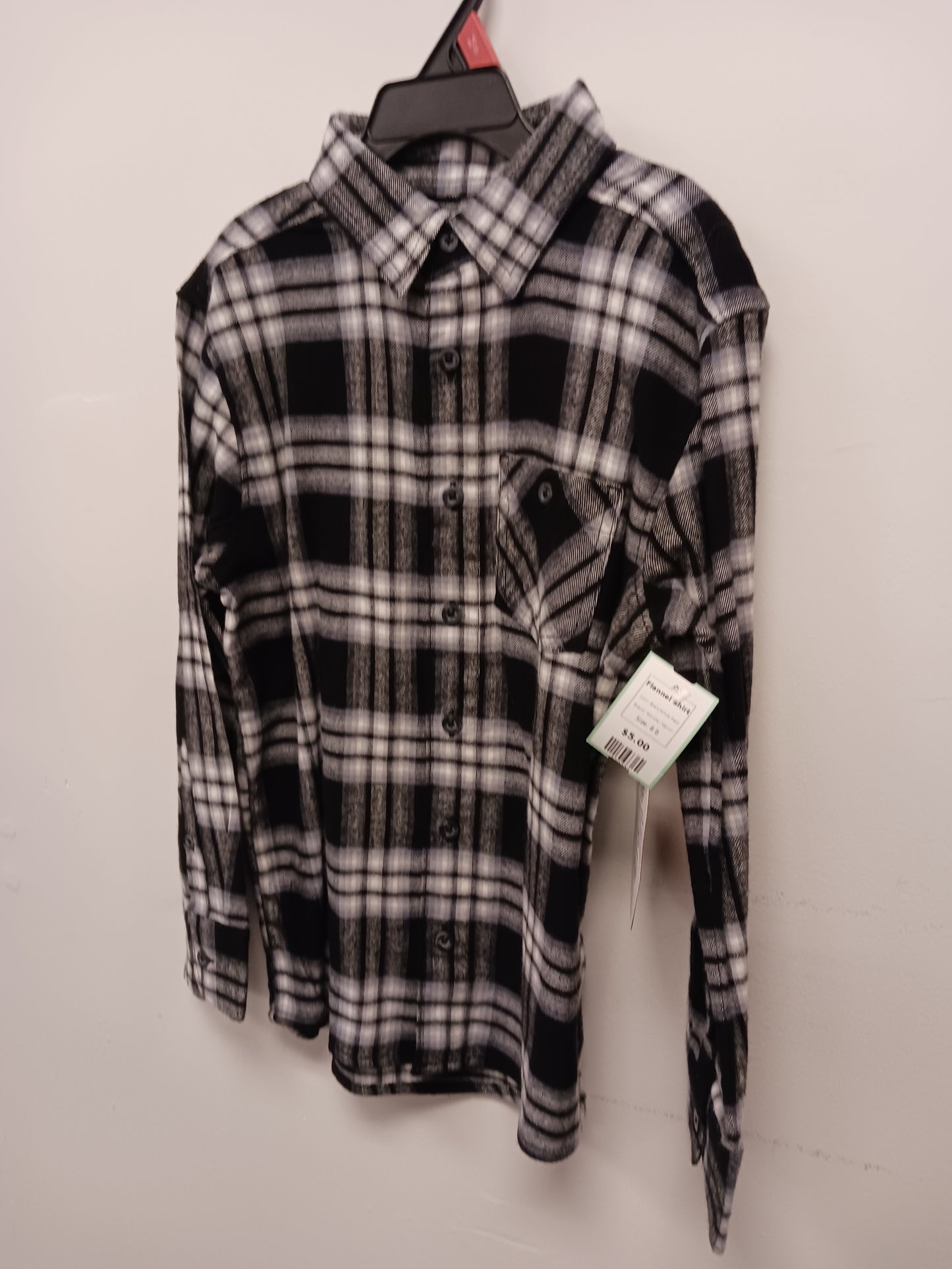 Black/White Plaid Wonder Nation Flannel Shirt, 8 B