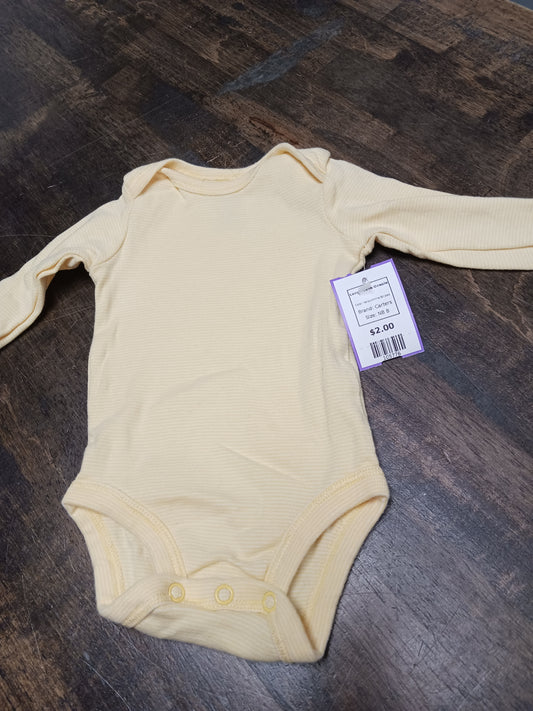 Yellow/White Striped Carters Longsleeve Onesie, NB B