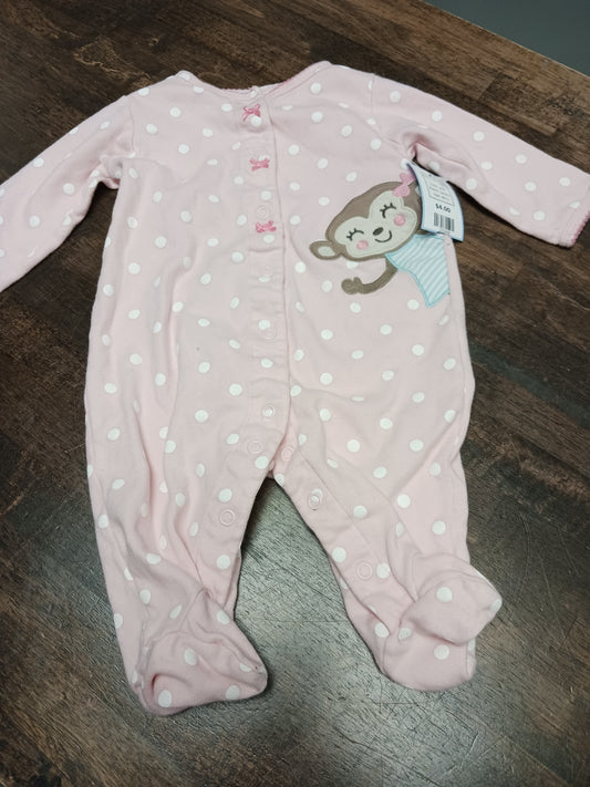 pink Carters Poka Dot Monkey Sleeper, 6M G