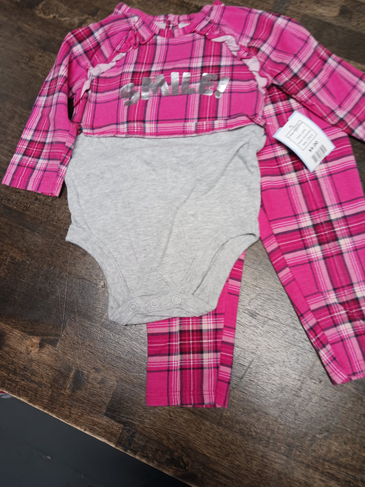 pink Garanimals 2 Piece Plaid Outfit, 12M G