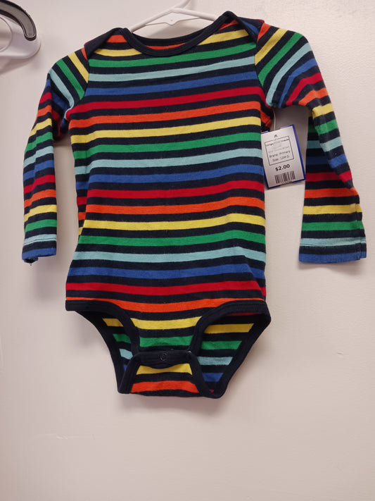 Colorful Striped Primary Longsleeve Onesie, 12M G
