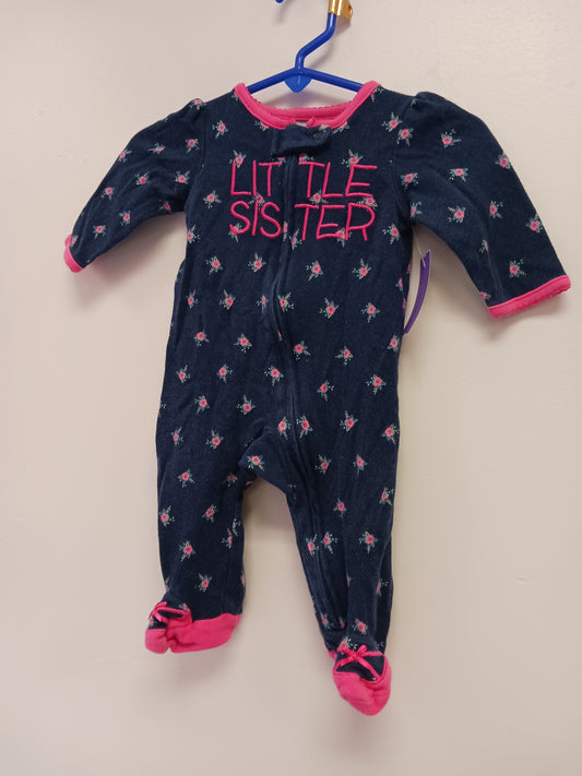 Navy/Pink Flower Carters Sleeper, 3M G