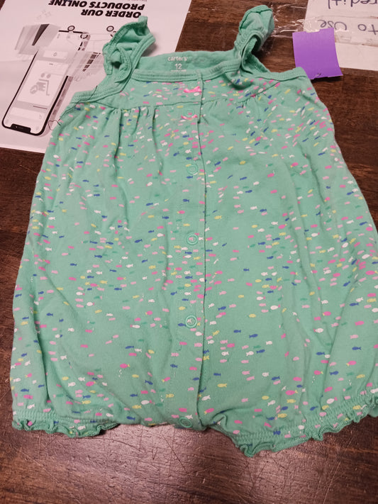 green Carters Fish Romper, 12M G