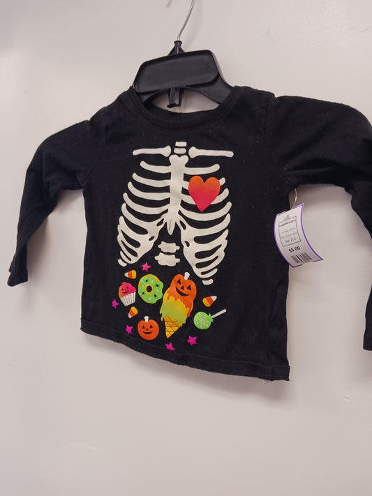 Black Skeleton Childrens Place Longsleeve Shirt, 2T G