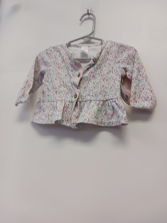 White/Pink Flower Carters Cardigan, 6M G