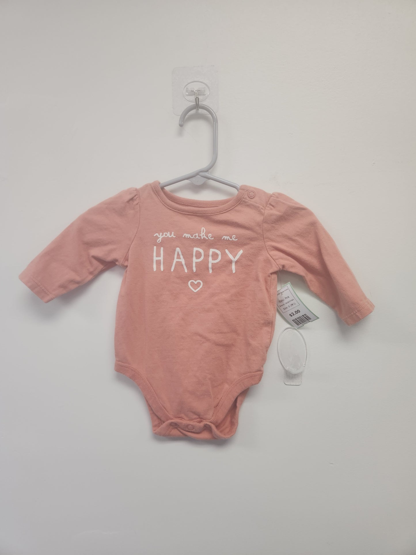 Pink Garanimals You Make Me Happy Onesie, 0-3M G