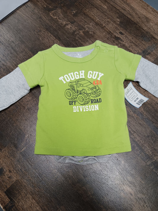 Green/Grey Small Wonders Longsleeve Onesie, NB B