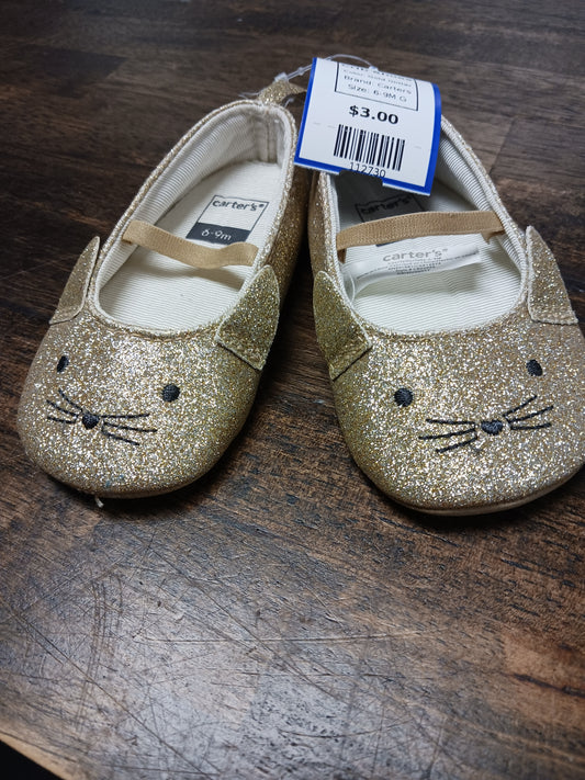 Gold Glitter Carters Crib Shoes, 6-9M G