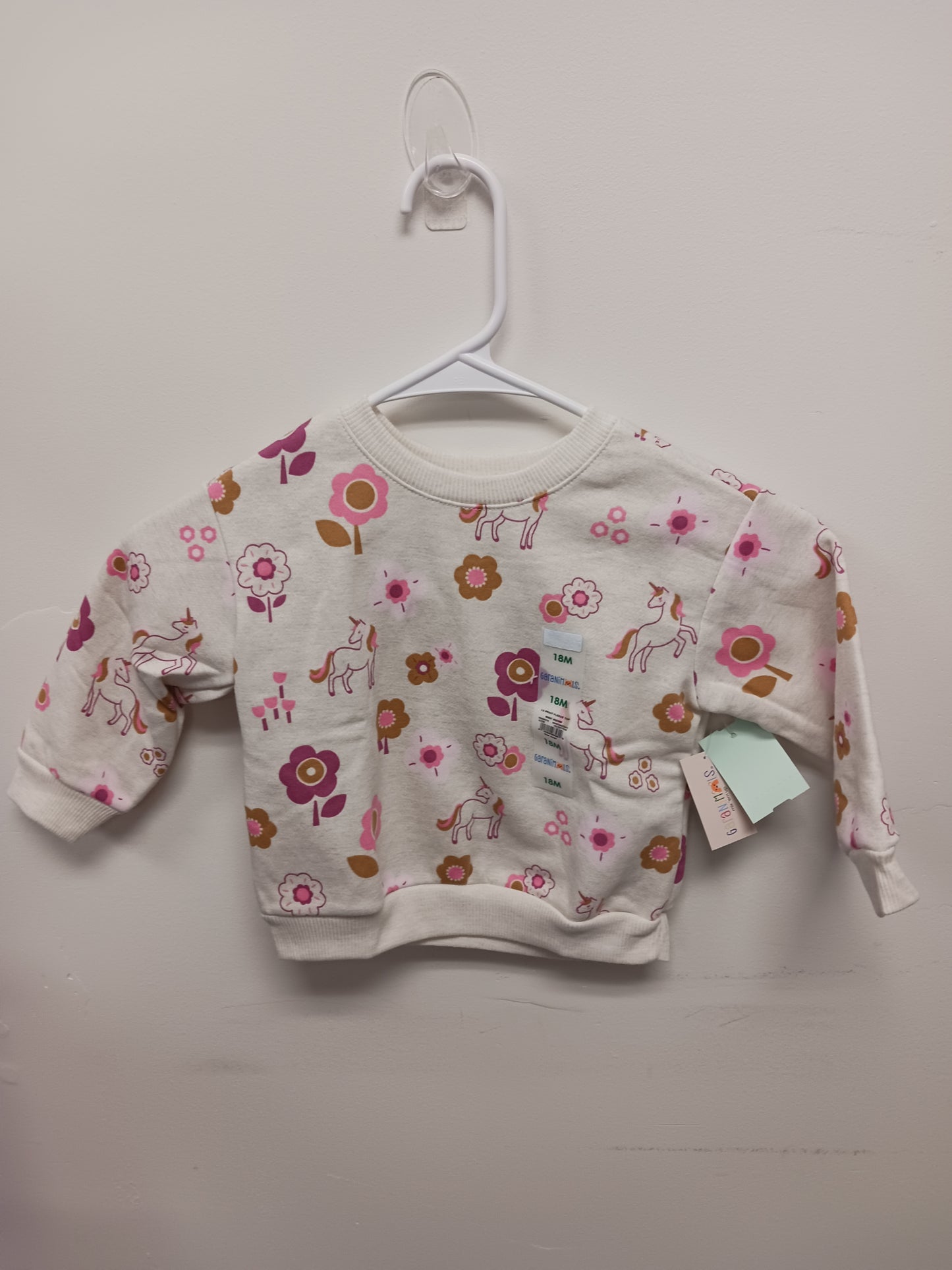beige/pink Garanimals Unicorn Sweat shirt, 18M G