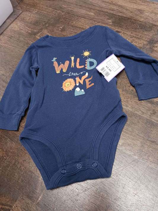 Navy Wild One Carters Longsleeve Onesie, 9M B