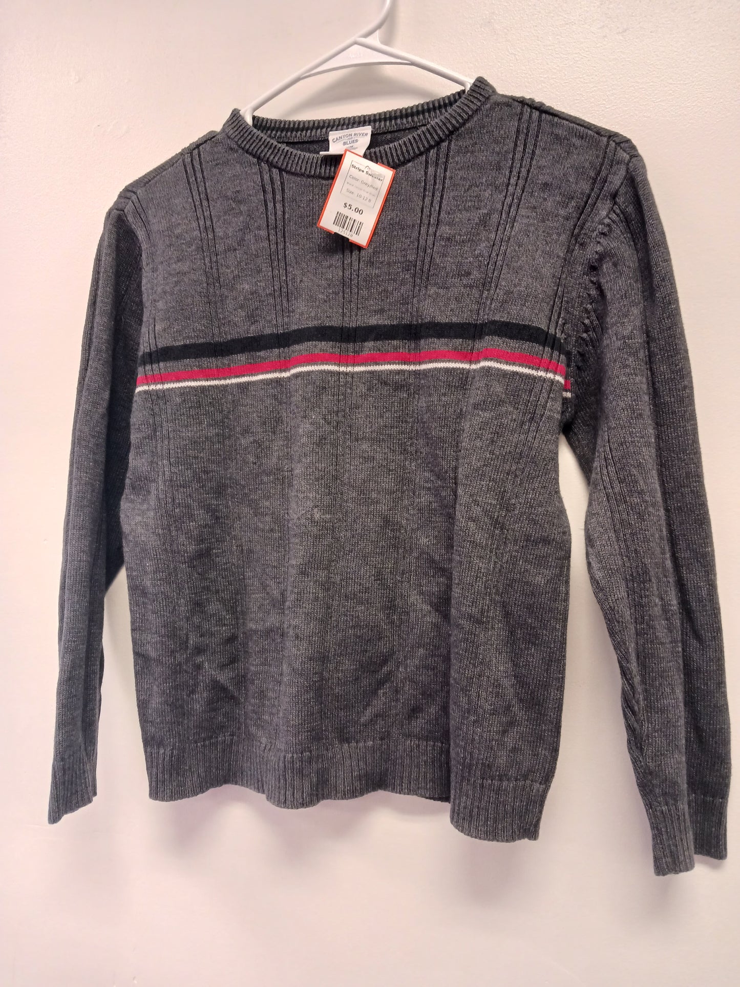 Grey/Red Canyon River Blues Stripe Sweater, 10-12 B