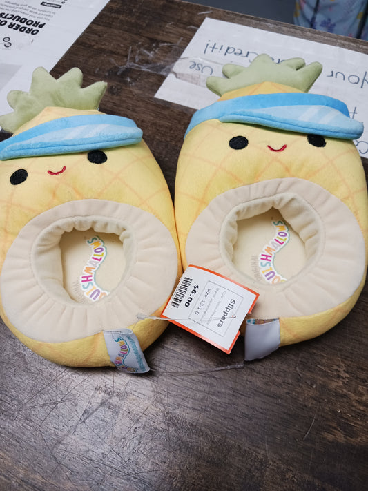 Yellow Pineapple Squishmallows Slippers, 13-1 B