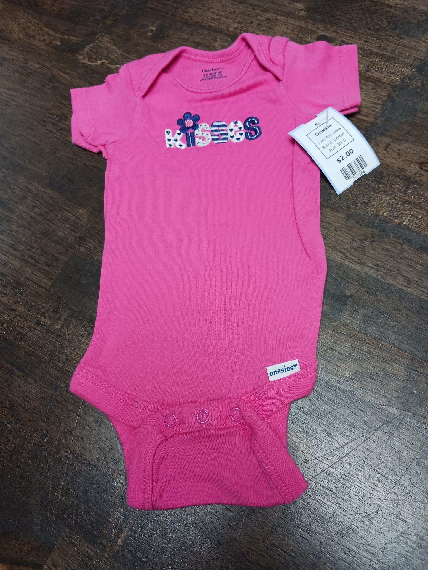 Pink Kisses Gerber Onesie, 3M G