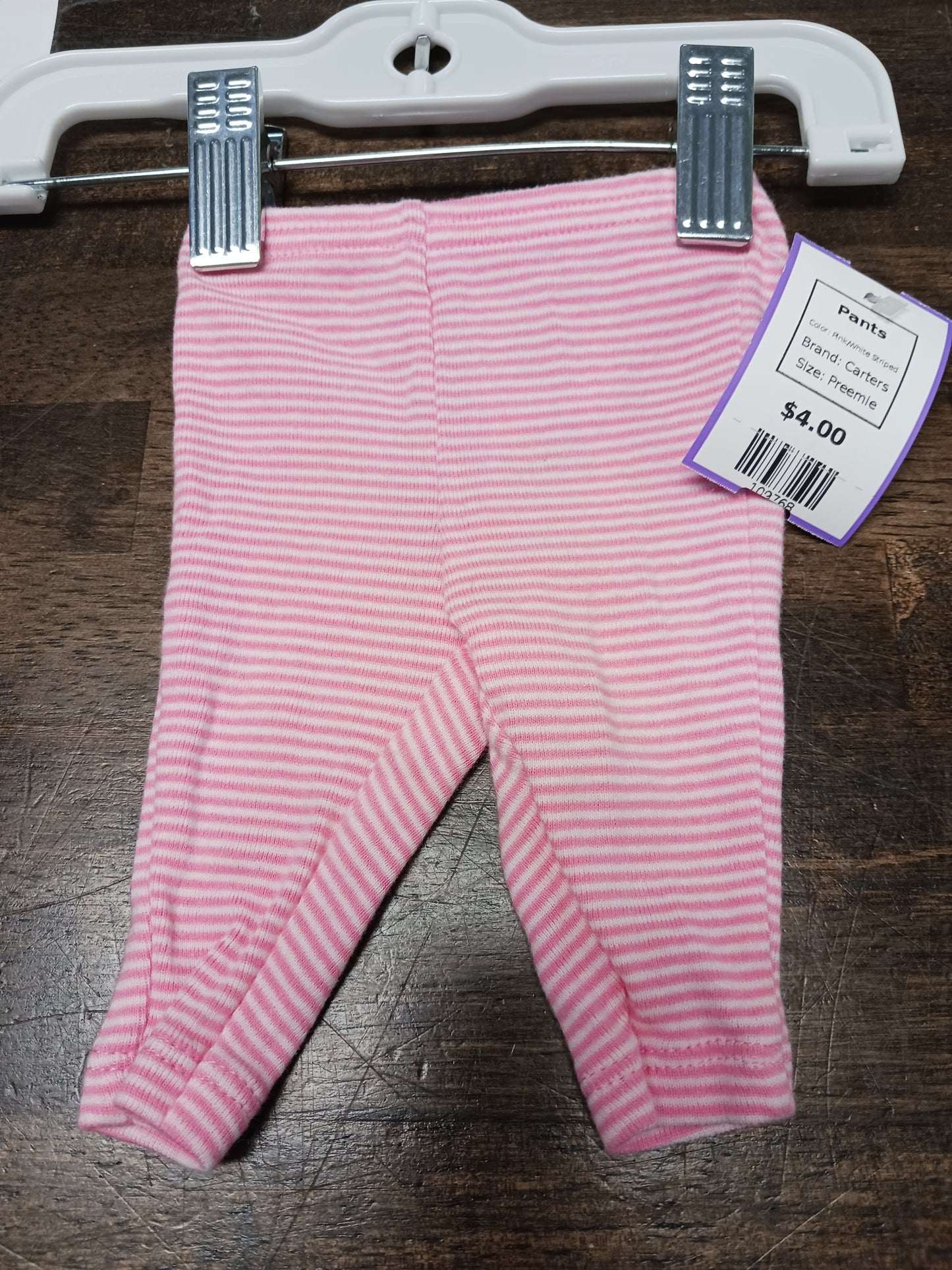 Pink/White Striped Carters Pants, Preemie
