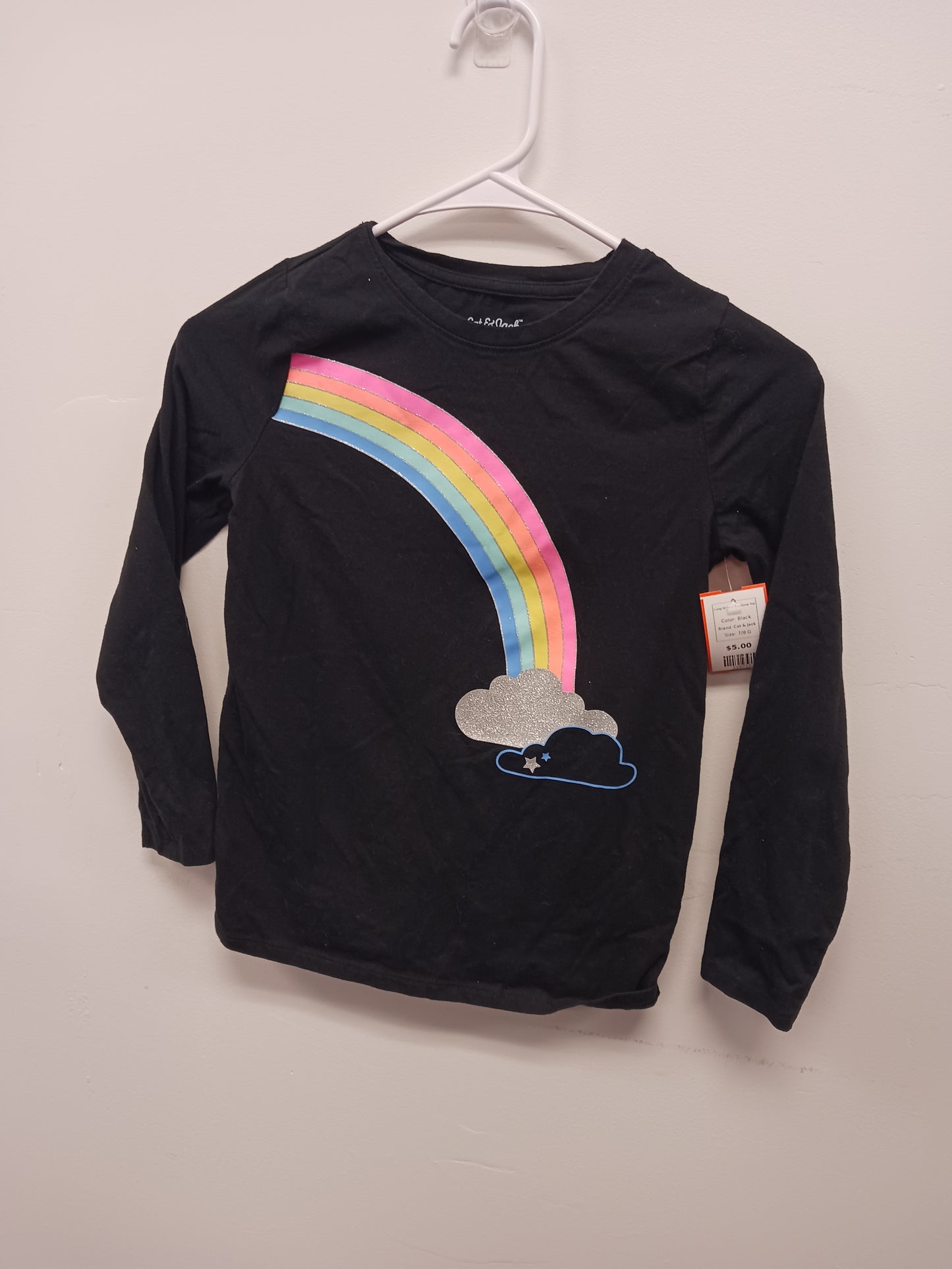 Black Cat & Jack Long Sleeve Rainbow Top, 7/8 G