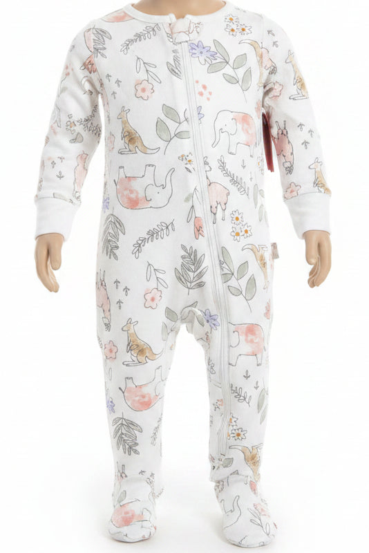 White/Pink/Green Animals Carters Sleeper, 6M G