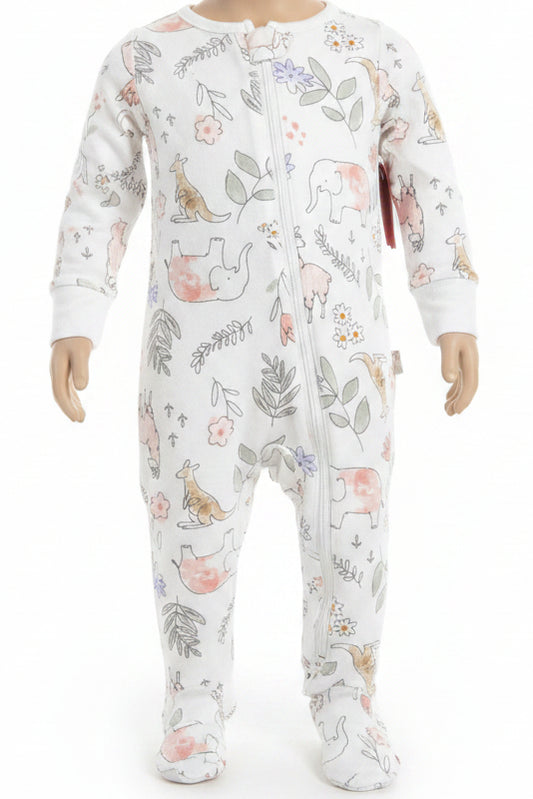 White/Pink/Green Animals Carters Sleeper, 6M G