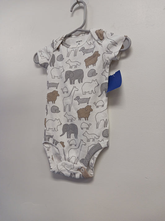 White/Grey/Brown Animal Carters Onesie, 6M B