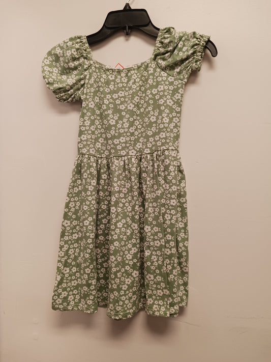 green/white Glitter Girl Flower Knit Dress, 8 G