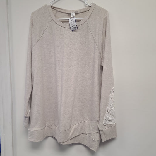 beige Motherhood Maternity Long Sleeve Shirt, Large