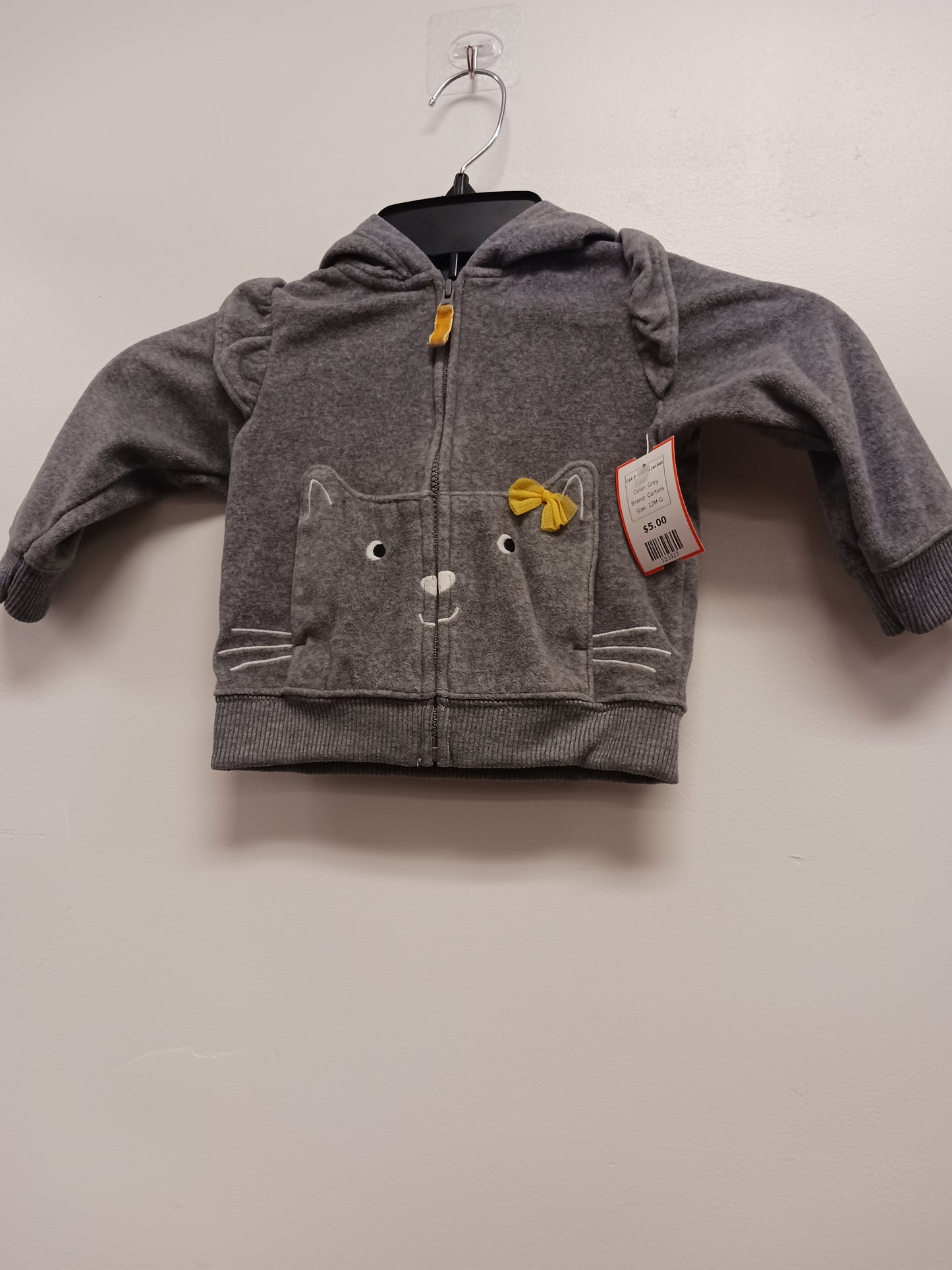 Grey Carters Cat Zippered Jacket, 12M G