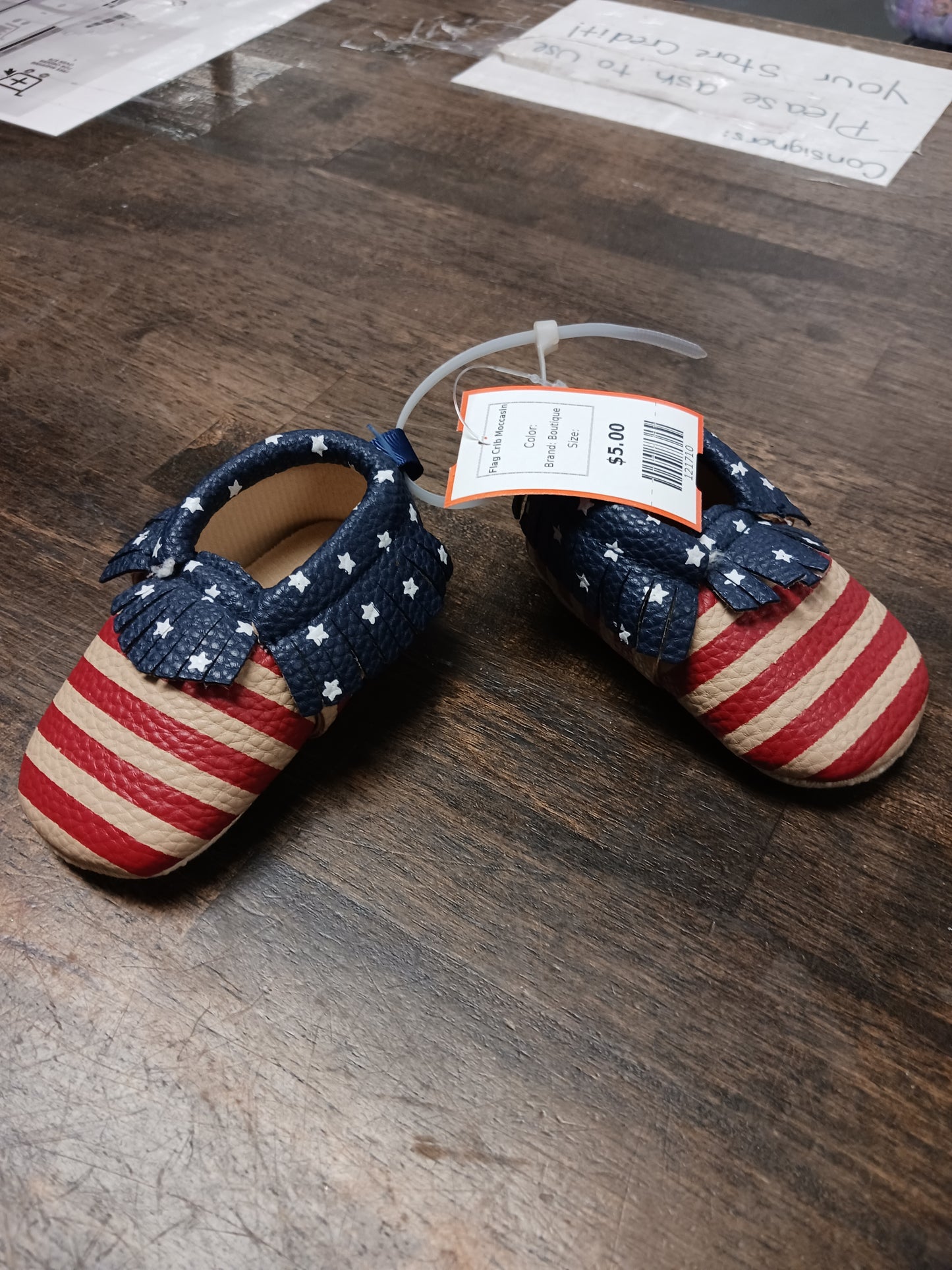 Boutique Flag Crib Moccasin