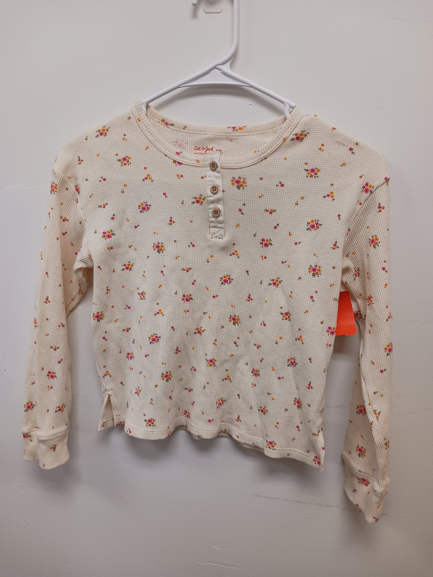 cream/pink Cat & Jack Long Sleeve Flower Shirt, 8 G